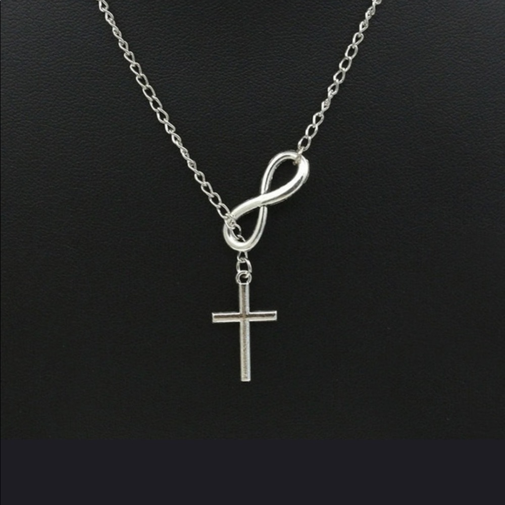 18k & Silver INFINITY CROSS-LARIAT NECKLACE